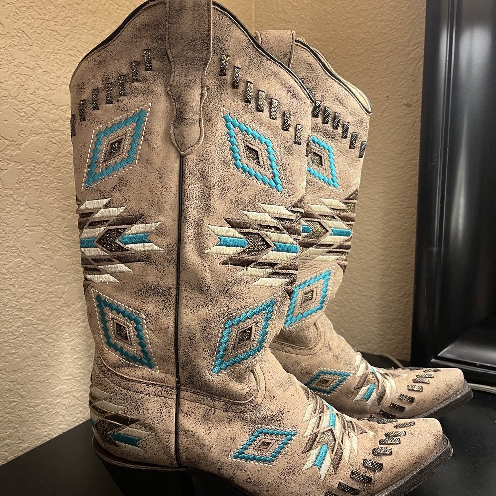 Corral Turquoise Aztec Boots